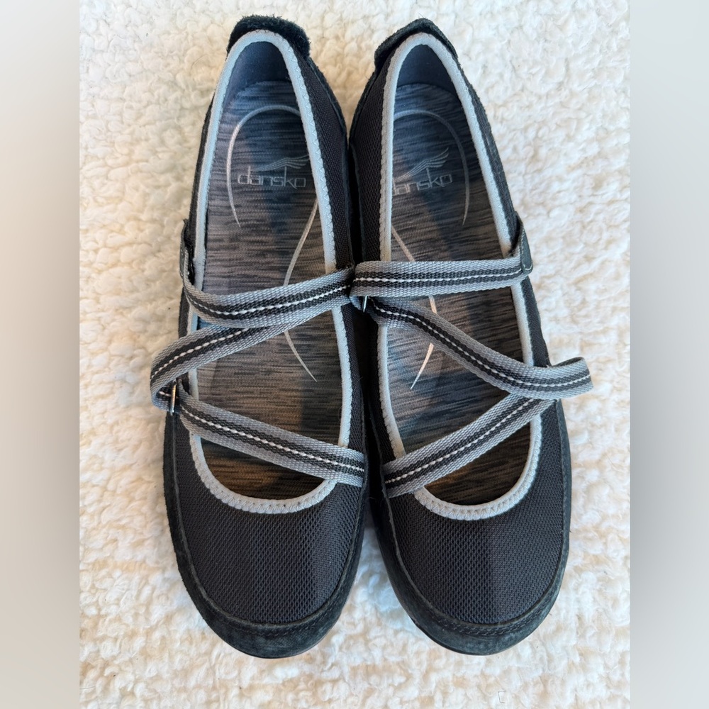 Dansko Hazel Mary Jane Flats Black Gray Mesh Comfort Shoes Size 40 Women’s